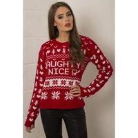 Naughty or Nice Christmas Jumper in Red