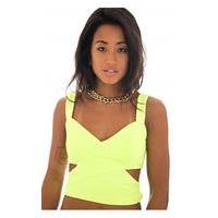 Nadine Lime Side Cut Out Textured Crop Top