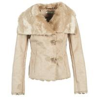 naf naf byrma womens leather jacket in beige