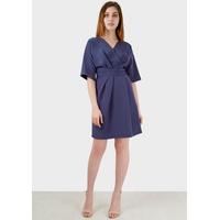 Navy Cross Over Kimono Sleeve Dress