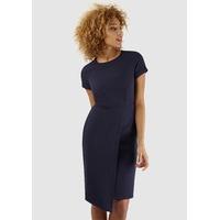 navy asymmetric wrap skirt dress