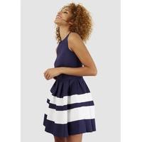 Navy Sleeveless Contrast Stripe Band Dress