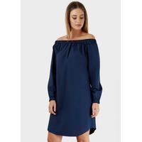 Navy Off The Shoulder Long Sleeve Dress