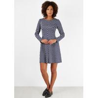 Navy Diamond Long Sleeved Scuba Dress