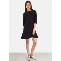 Navy Long Sleeve Gathered Hem Dress