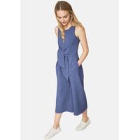 Navy Front Tie Front Sleeveless Jumpsuit