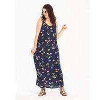 Navy Floral Print Layer Maxi Dress