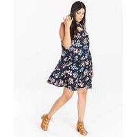 Navy Butterfly Print Swing Dress