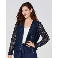 Navy Lace Biker Jacket