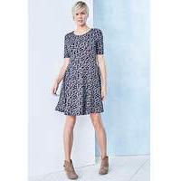 Navy/ Ivory Jacquard Skater Dress