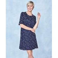 navy floral frill jersey swing dress