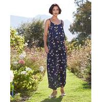 Navy Floral Print Layer Maxi Dress