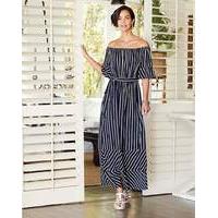Navy/Ivory Stripe Bardot Dress