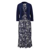 Navy/Ivory Print Dress & Shrug L45