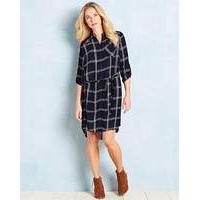 Navy/Ivory Checked Shirt Dress