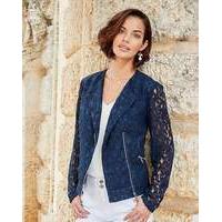 Navy Lace Biker Jacket