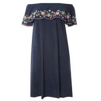 Navy Blue Embroidered Gypsy Dress, Navy