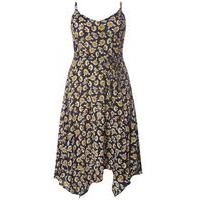 navy blue floral midi skater dress pastel multi