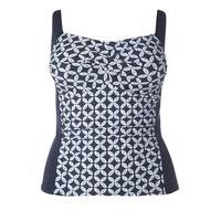 navy blue shibori print tankini top blue