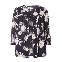 Navy Blue Floral Print Cover Up, Navy