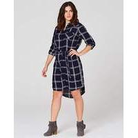 Navy/Ivory Checked Shirt Dress