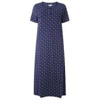 navy blue knotted heart print long nightdress navy