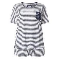 Navy Blue Stripe Short Pyjama Set, Navy