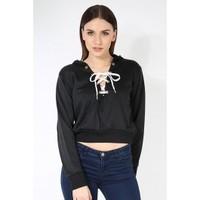 Natalie Eyelet Lace Up Front Crop Top