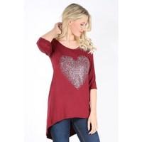 Naomi Studded Heart Dip Hem HiLo Top