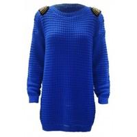 Nadia Chunky Knit Shoulder Stud Jumper