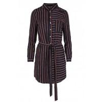 Nadia Striped Tie Belted Mini Shirt Dress