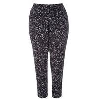 Navy Blue Spotted Tapered Trousers, Navy/White