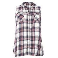 navy blue sleeveless check shirt bright multi