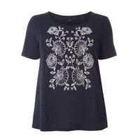 Navy Blue Embroidered T-Shirt, Navy