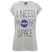 NASA teen girl grey marl rolled short sleeves round neck slogan boyfriend fit t-shirt - Grey Marl