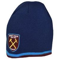 navy west ham stripe beanie hat