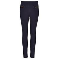 Navy Zip Detail Skinny Trousers