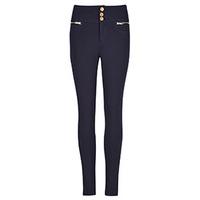 Navy Big Buttons & Zip Detail Skinny Trousers