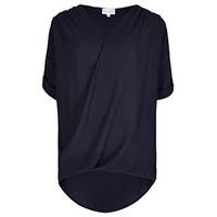 Navy Drape Cross Over Blouse