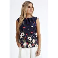 Navy Floral Print Blouse