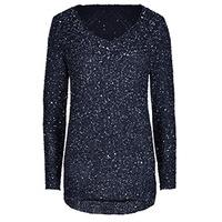 navy sequin embellished oversized jumper