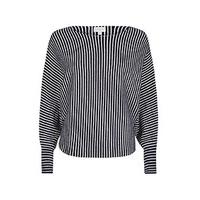 Navy & White Vertical Stripe Batwing Jumper