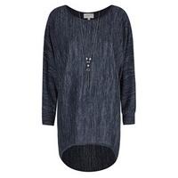 Navy Marl Batwing Necklace Top