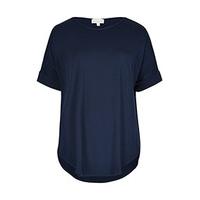 Navy Basic Rounded Hem Oversized T-Shirt