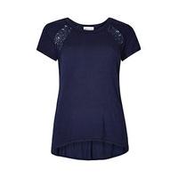 Navy Lace Panel T-Shirt