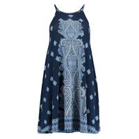 navy blue paisley print swing dress