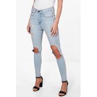 Natalie Distressed Skinny Jean - mid blue