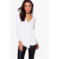 nara wrap front buckle detail top ivory