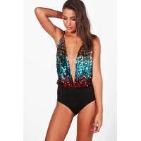 Nadira Bright Sequin Festival Bodysuit - multi