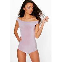 Nayla Slinky Off The Shoulder Bardot Body - silver